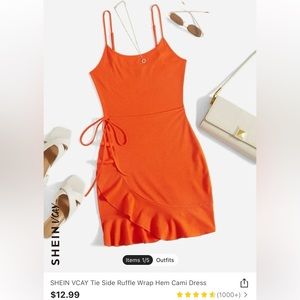 Side ruffle wrap hem cami dress SHEIN